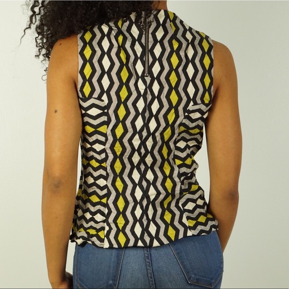 Milly | Silk Chevron Sleeveless Blouse - Picture 4 of 8